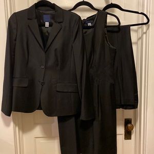 JCrew suit. Jacket, Pants and sheath dress. Black. Size 6-8